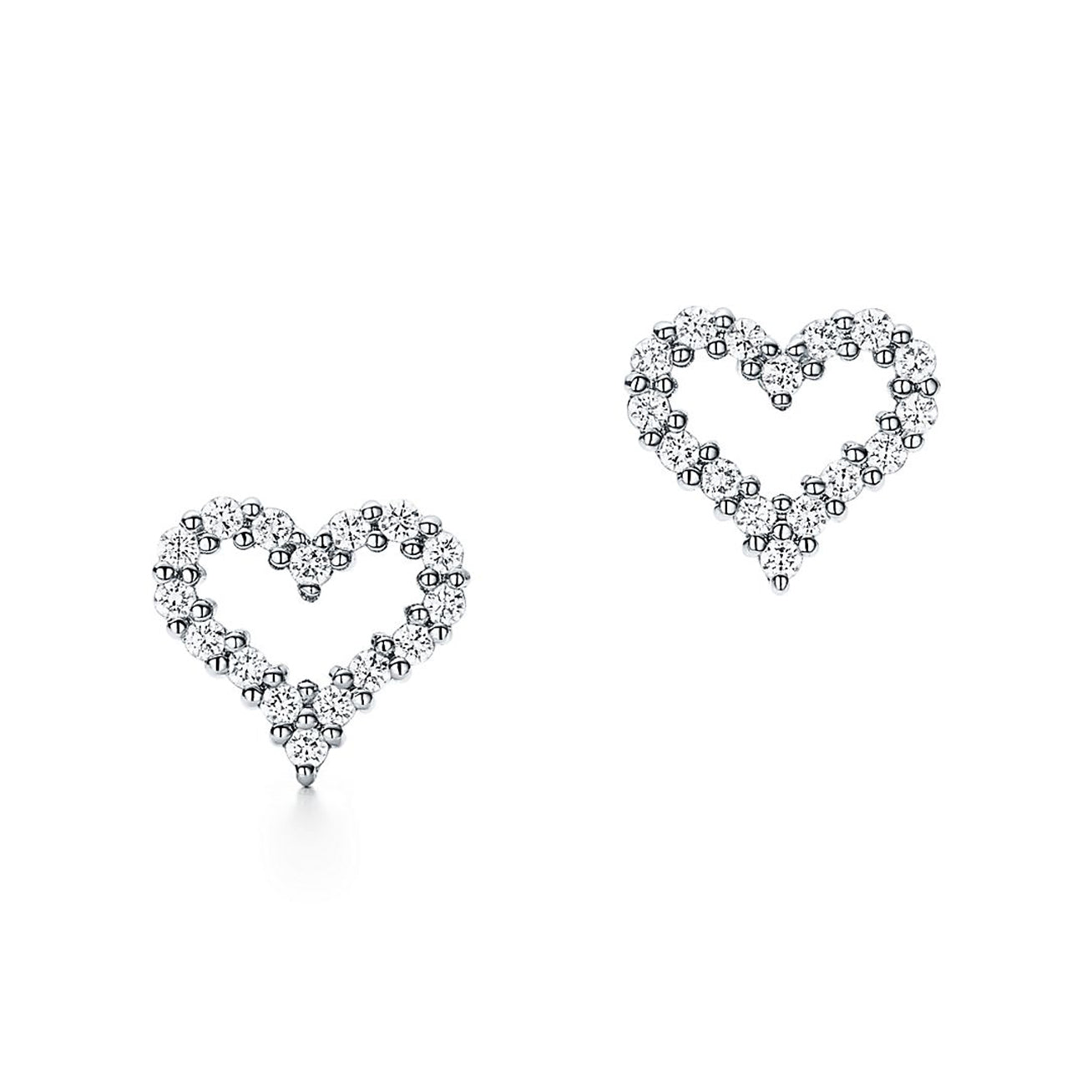 18K Tiffany Heart Diamonds Earrings