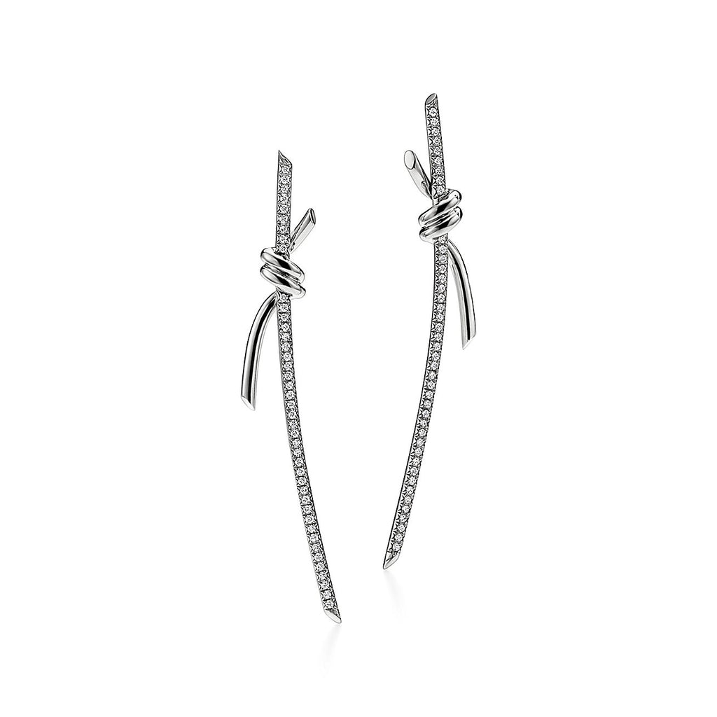 18K Tiffany Knot Drop Diamonds Earrings