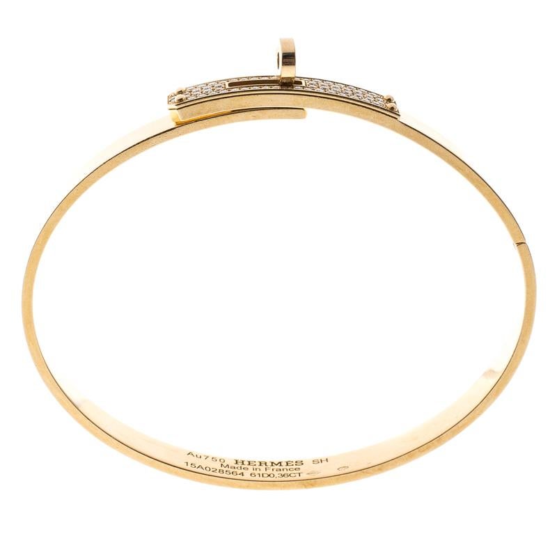 18K Kelly Small Model Diamond Hermes Bracelet