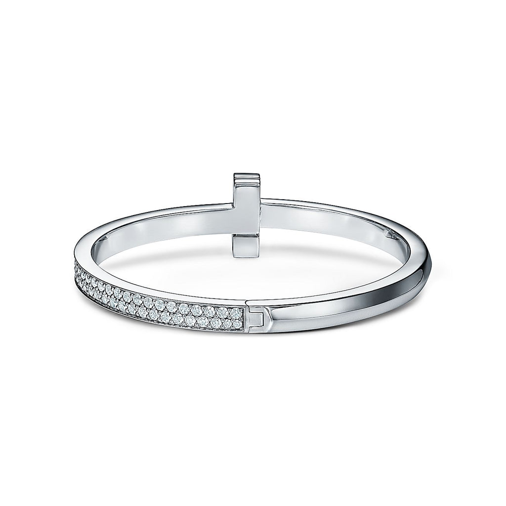 18K T1 Wide Diamond Hinged Bracelet