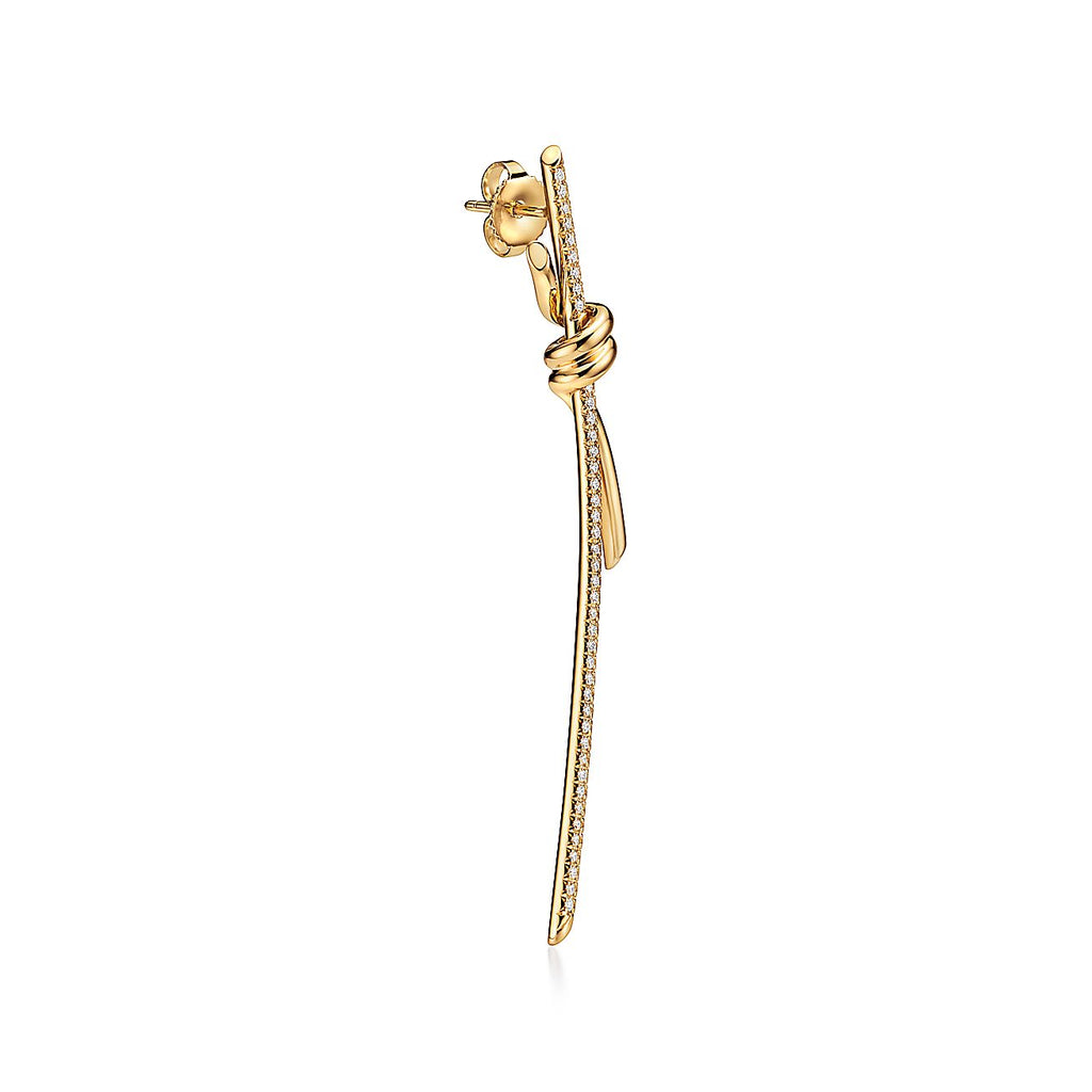 18K Tiffany Knot Drop Diamonds Earrings