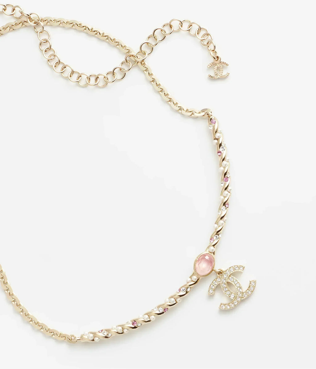 18K  Chanel Pink Crystal Necklace
