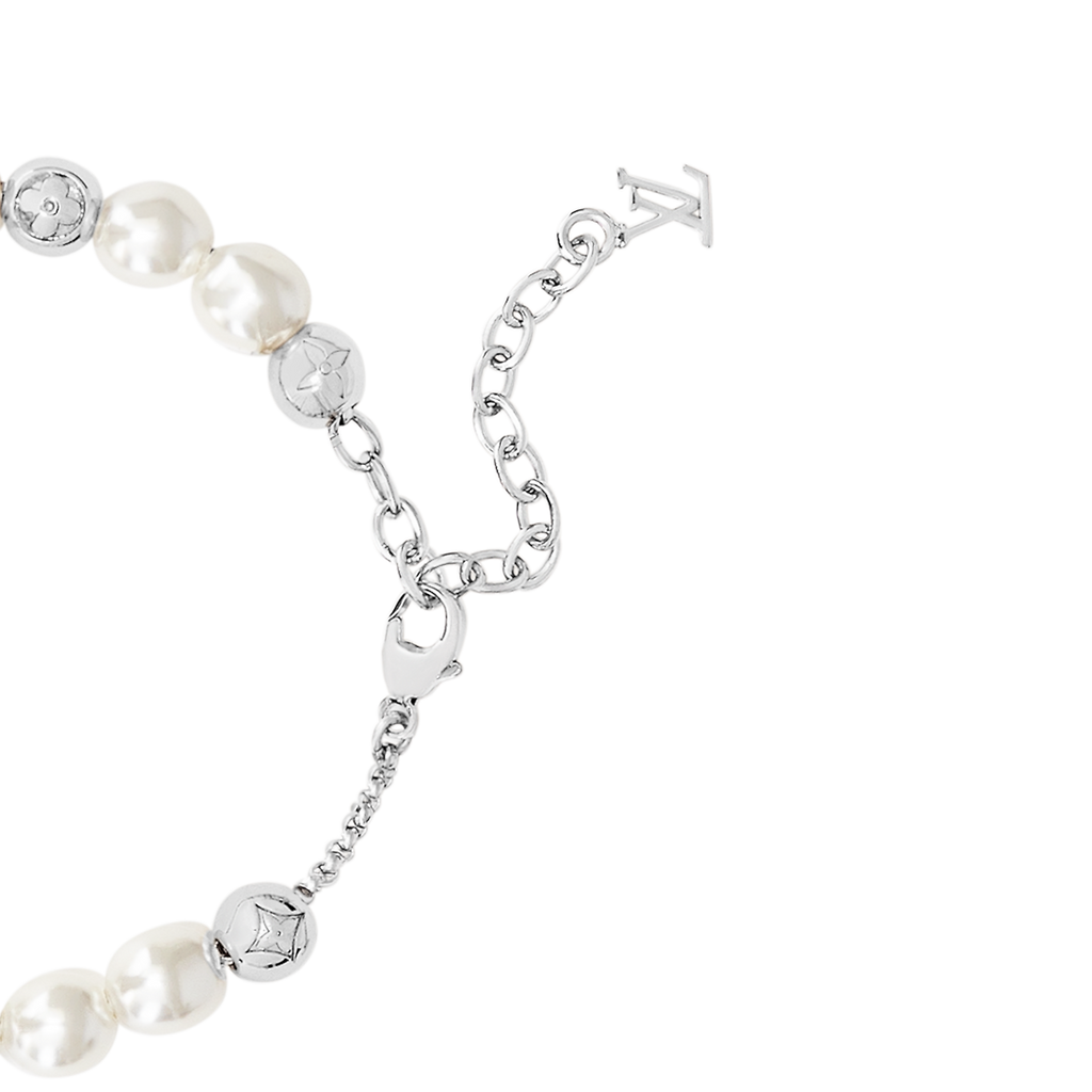 18K Louis Vuitton Monogram White Pearls Bracelet
