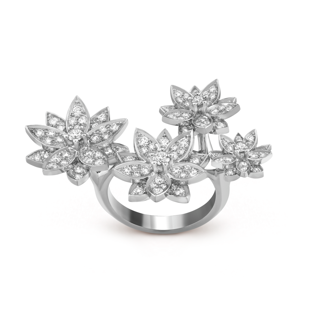 18K Lotus Between the Finger 4 Flowers Ring