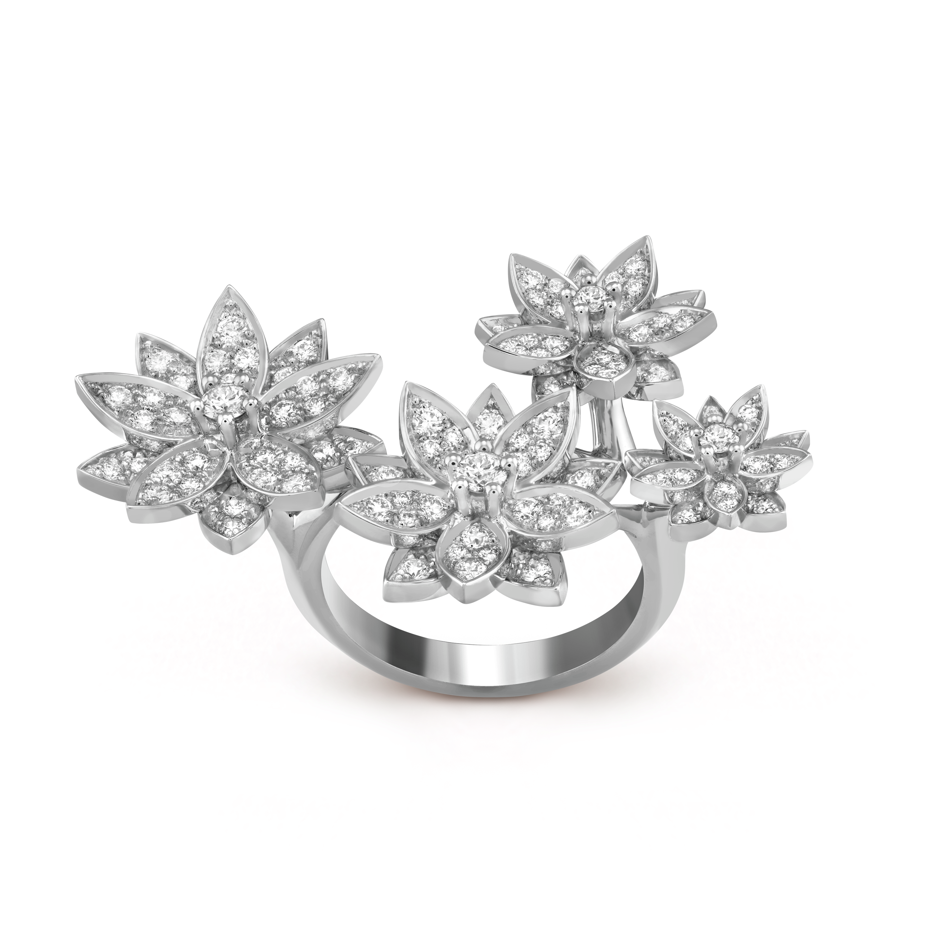 18K Lotus Between the Finger 4 Flowers Ring