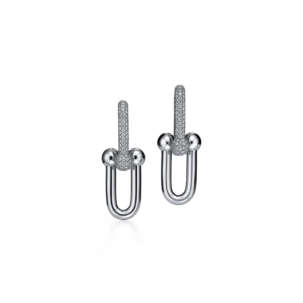 18K Tiffany HardWear Large Link Diamonds Earrings
