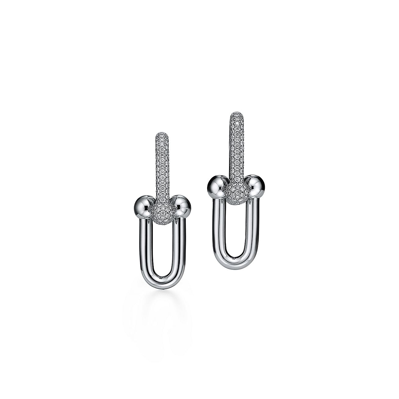 18K Tiffany HardWear Large Link Diamonds Earrings