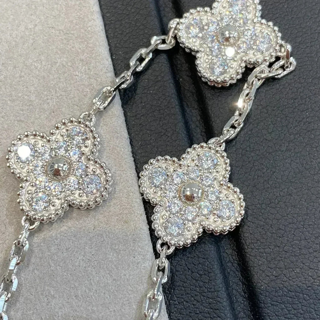 VCA CLOVER 5 MOTIF FULL DIAMOND BRACELET COLLECTION