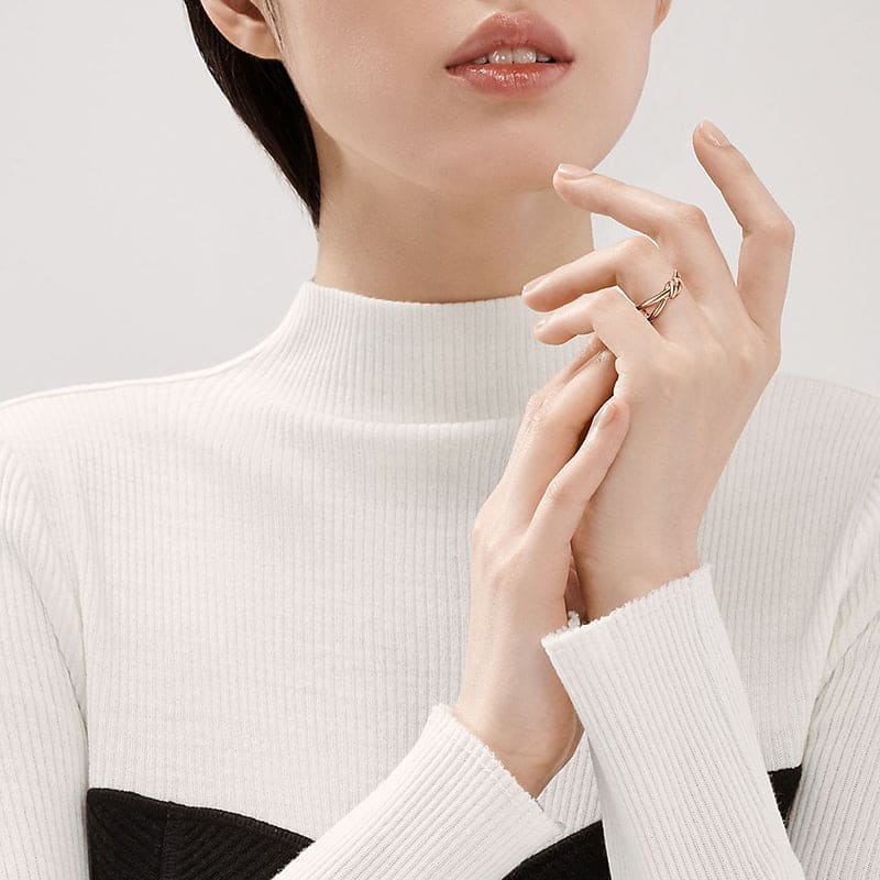 18K Rose Gold Tiffany Knot Double Row Ring