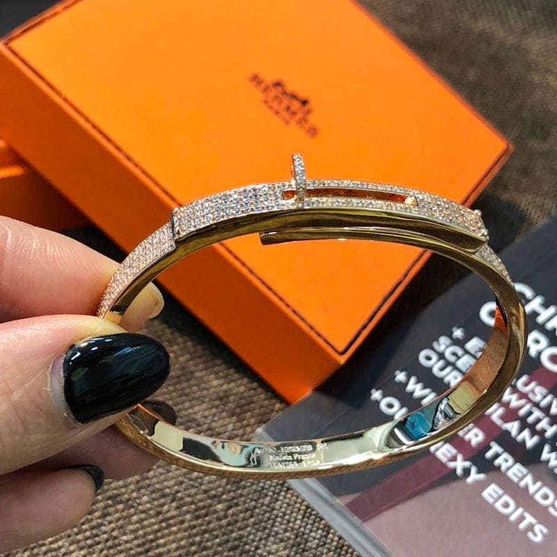 18K Rose Gold Kelly Diamonds Hermes Bracelet