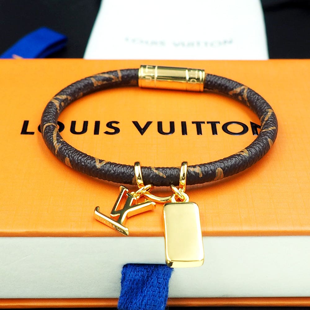 18K Louis Vuitton NBA Hang It Leather Bracelet