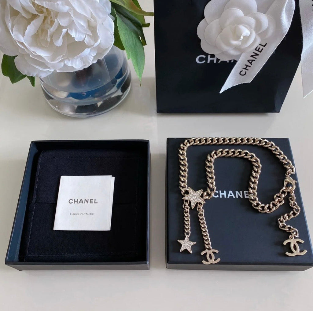 18K  Chanel Rhinestone Star Chain Necklace