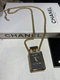 18K  Chanel No.5 Perfume Pendant Vintage Necklace