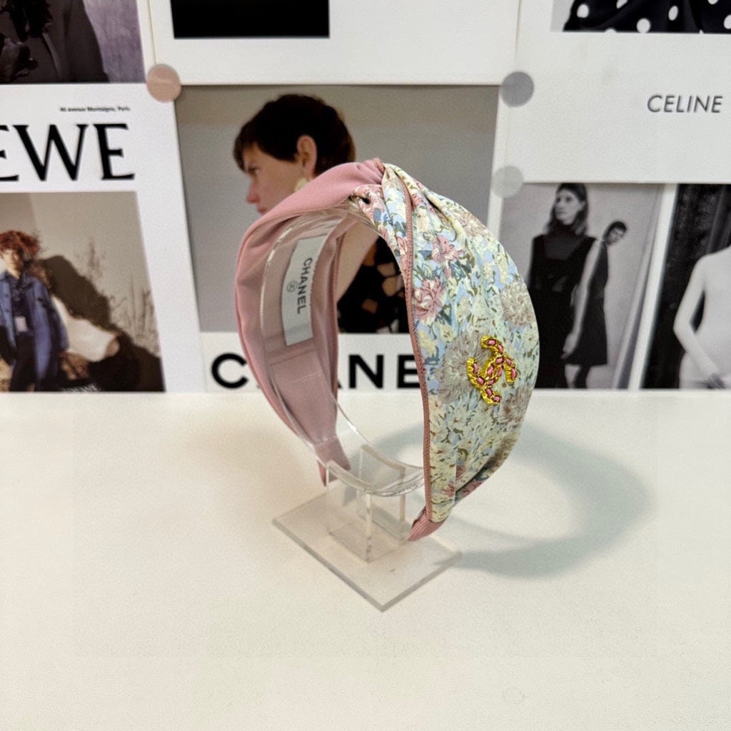 CHANEL COLORFUL FLOWER FABRIC HAIRBAND 877037
