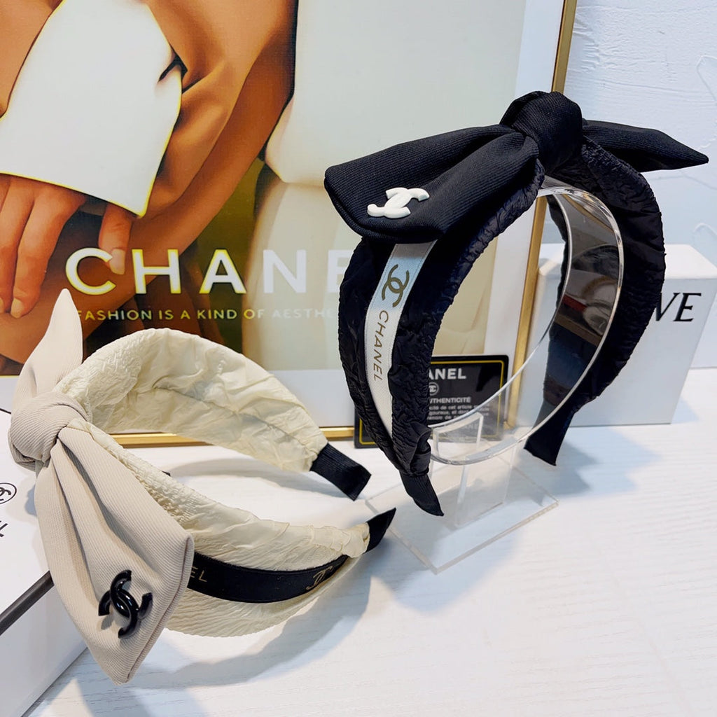 CHANEL BLACK FABRIC HAIRBAND 925616