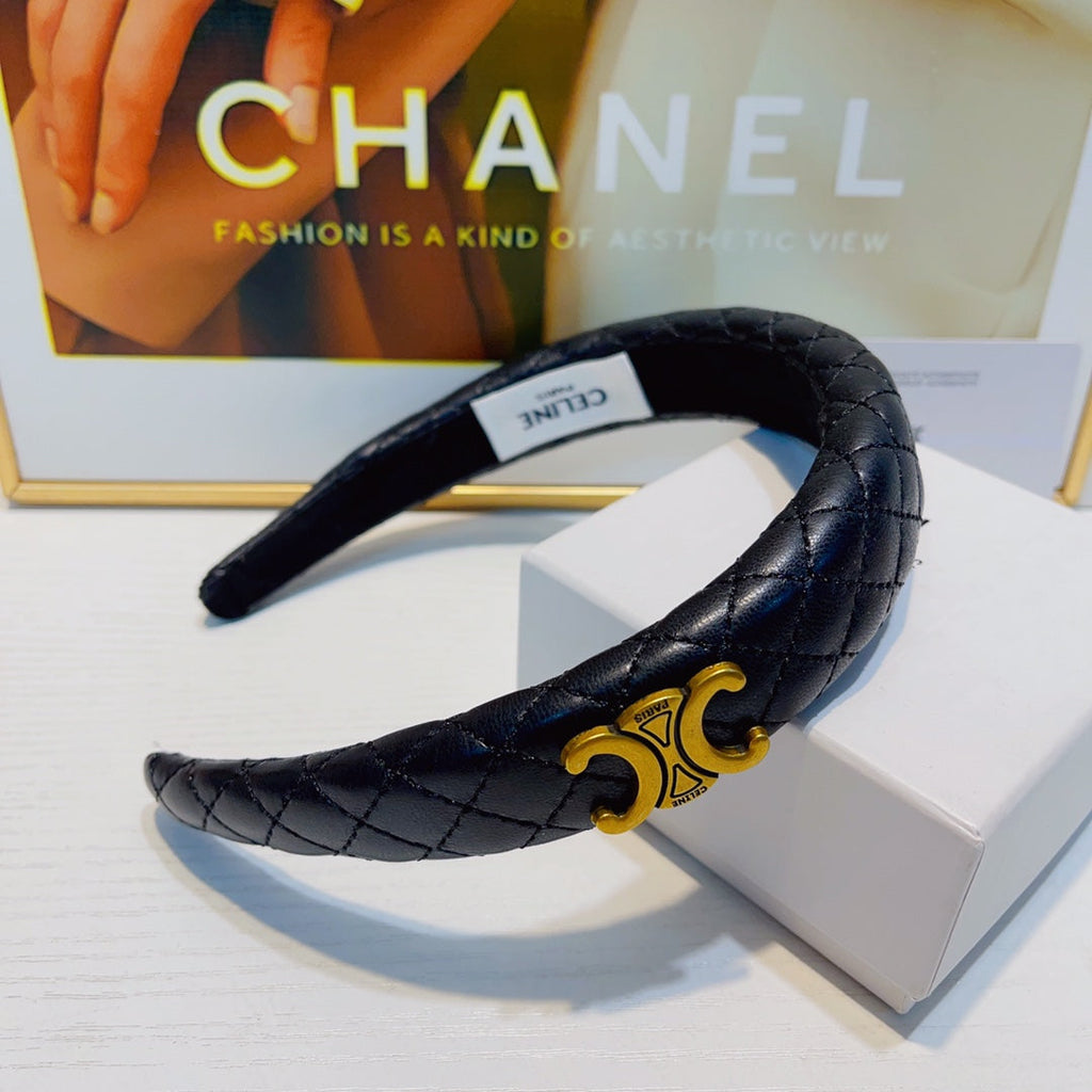 CHANEL BLACK LAMBSKIN HAIRBAND 925628