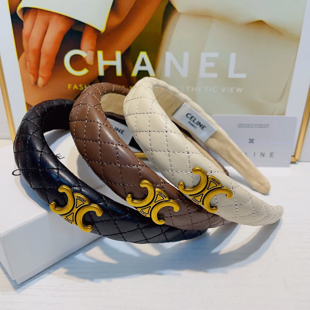 CHANEL BLACK LAMBSKIN HAIRBAND 925628