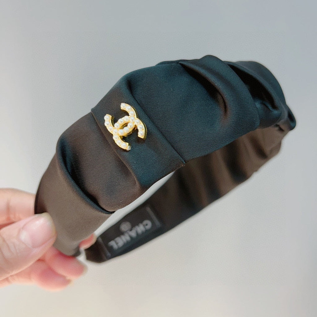 CHANEL BLACK FABRIC HAIRBAND 925661
