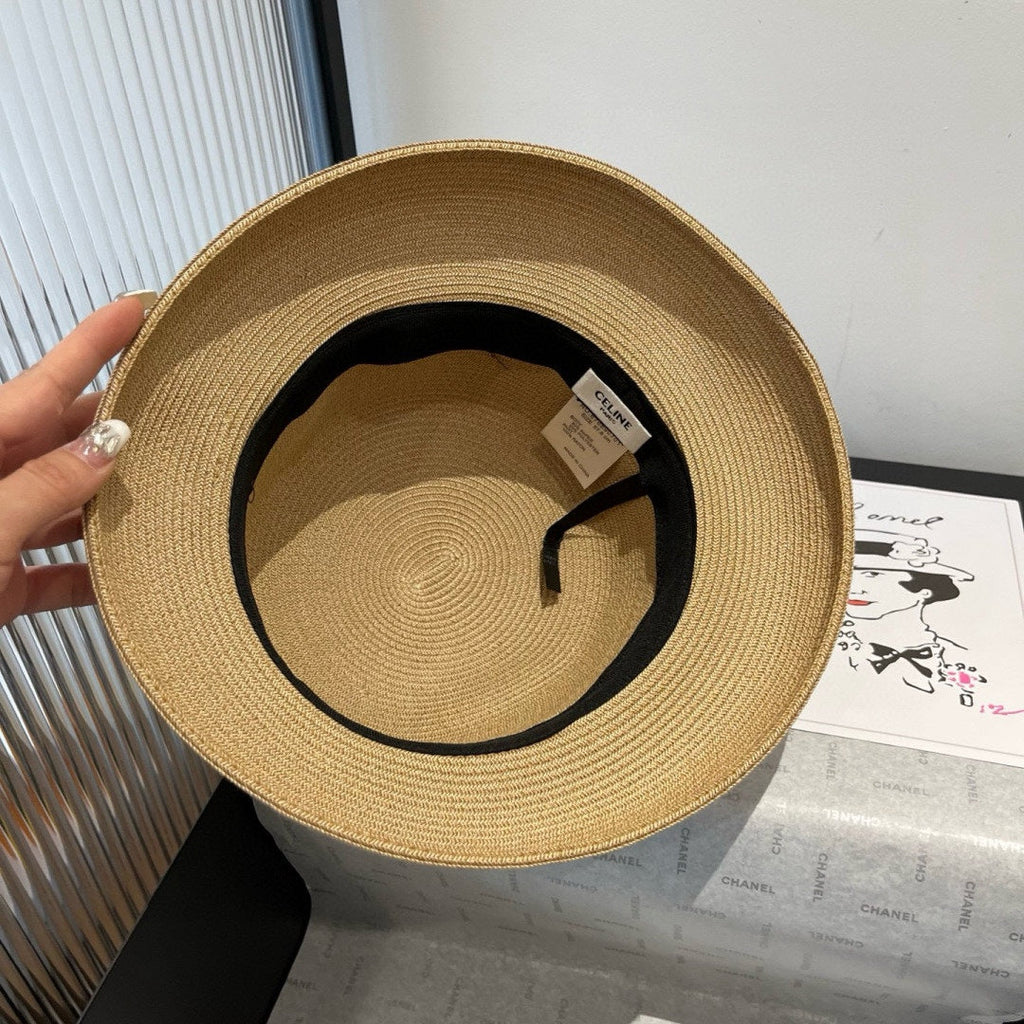 CELINE SMALL BRIM HAT MODEL 650348 IN BEIGE WOVEN STRAW