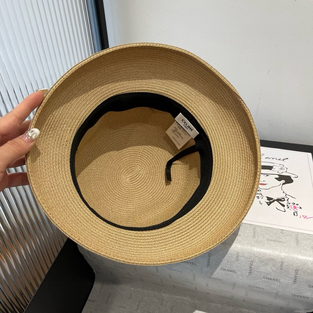 CELINE SMALL BRIM HAT MODEL 650348 IN BEIGE WOVEN STRAW