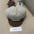 CHANEL BERET HAT CHOCOLATE BROWN MIX WHITE 422561