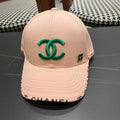 CHANEL BASEBALL HAT PINK WITH LETTERING TRIM 672536