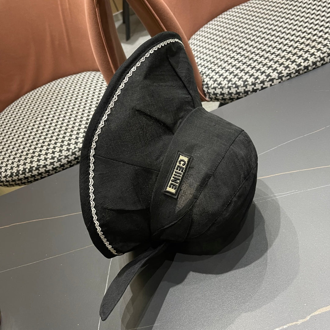 CELINE BUCKET HAT MODEL 650274 IN BLACK TEXTURED FABRIC