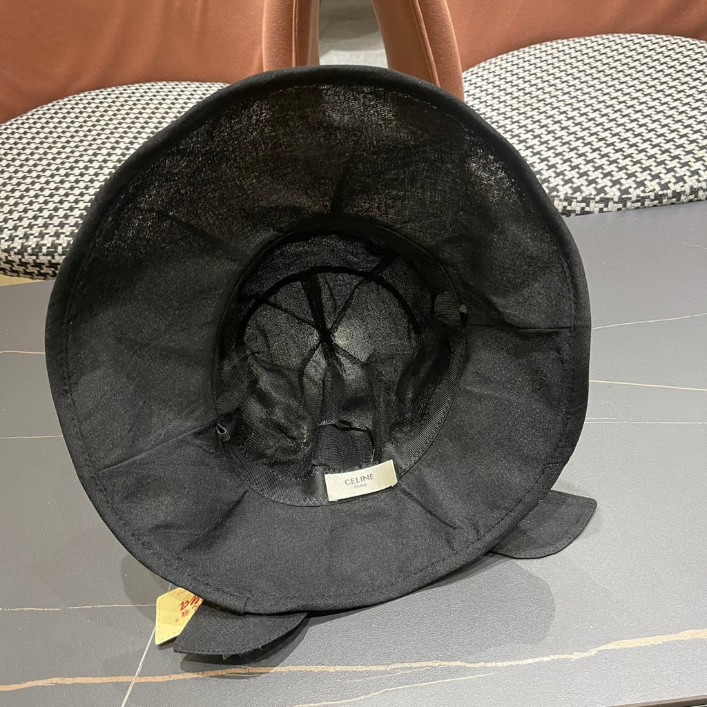 CELINE BUCKET HAT MODEL 650274 IN BLACK TEXTURED FABRIC