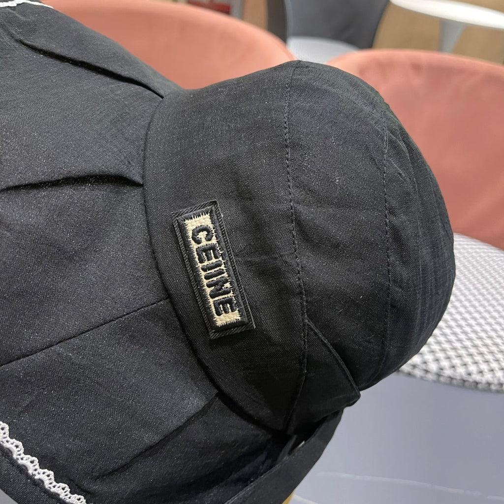 CELINE BUCKET HAT MODEL 650274 IN BLACK TEXTURED FABRIC