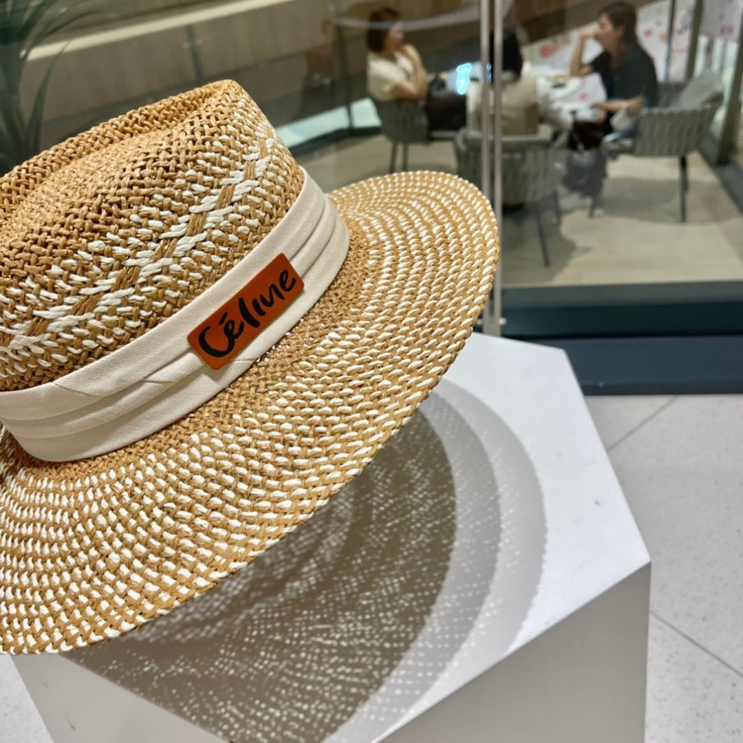 CELINE WIDE BRIM HAT MODEL 652047 IN WOVEN STRAW
