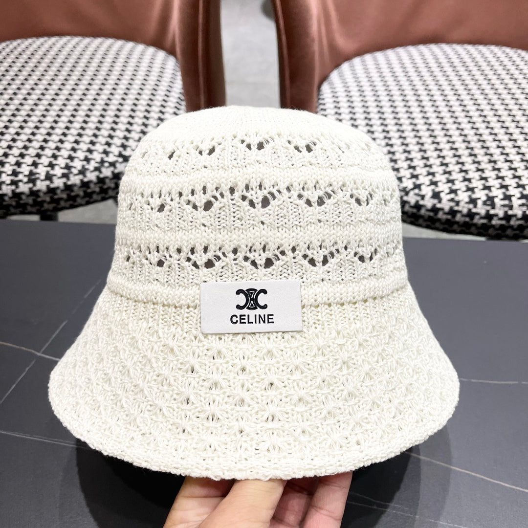 CELINE BUCKET HAT MODEL 651868 IN WHITE CROCHET