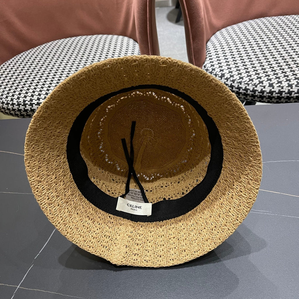 CELINE BUCKET HAT MODEL 651869 IN DARK BEIGE CROCHET