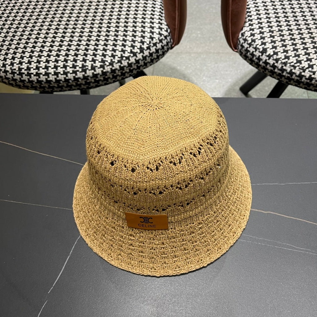 CELINE BUCKET HAT MODEL 651869 IN DARK BEIGE CROCHET