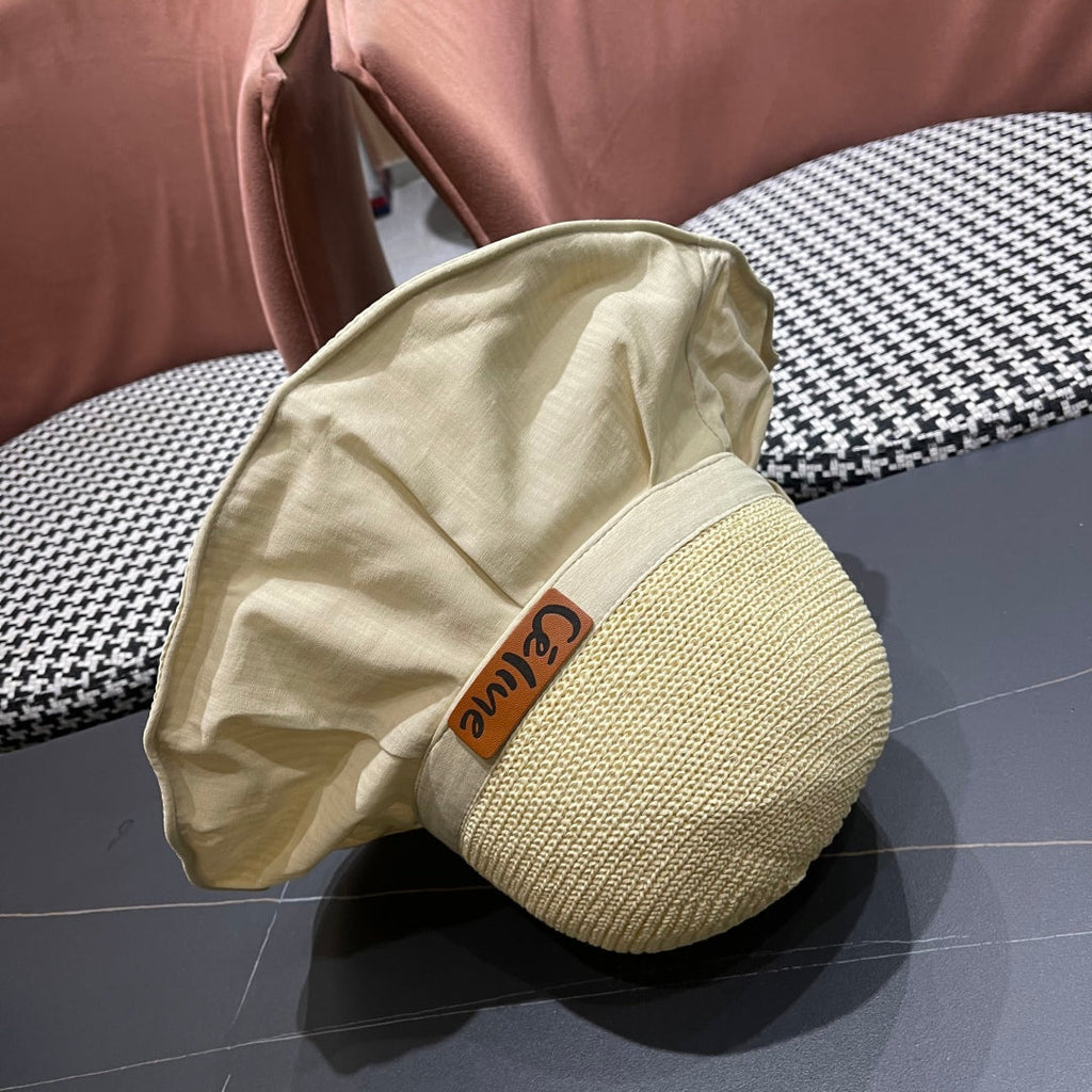 CELINE WIDE BRIM HAT MODEL 651948 IN BEIGE MESH FABRIC