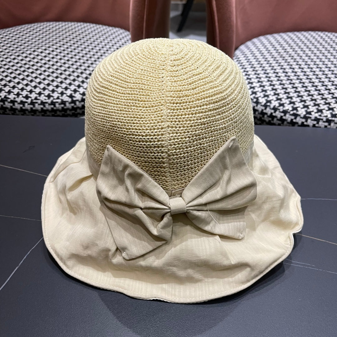 CELINE WIDE BRIM HAT MODEL 651948 IN BEIGE MESH FABRIC