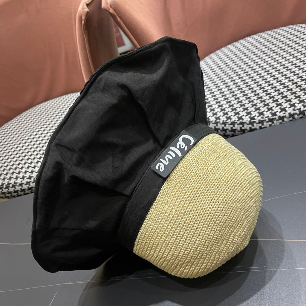 CELINE WIDE BRIM HAT MODEL 651949 IN BLACK MESH FABRIC