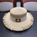 CELINE WIDE BRIM HAT MODEL 651884 IN BEIGE WOVEN STRAW