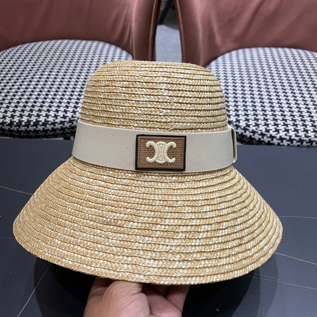 CELINE BUKET HAT MODEL 653603 IN NATURAL RAFFIA STRAW