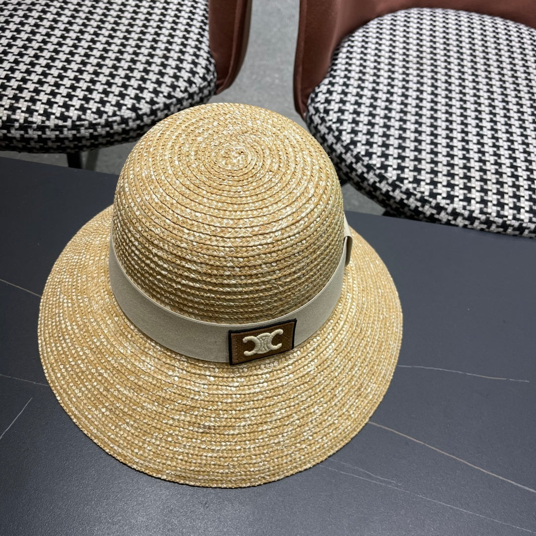 CELINE BUKET HAT MODEL 653603 IN NATURAL RAFFIA STRAW