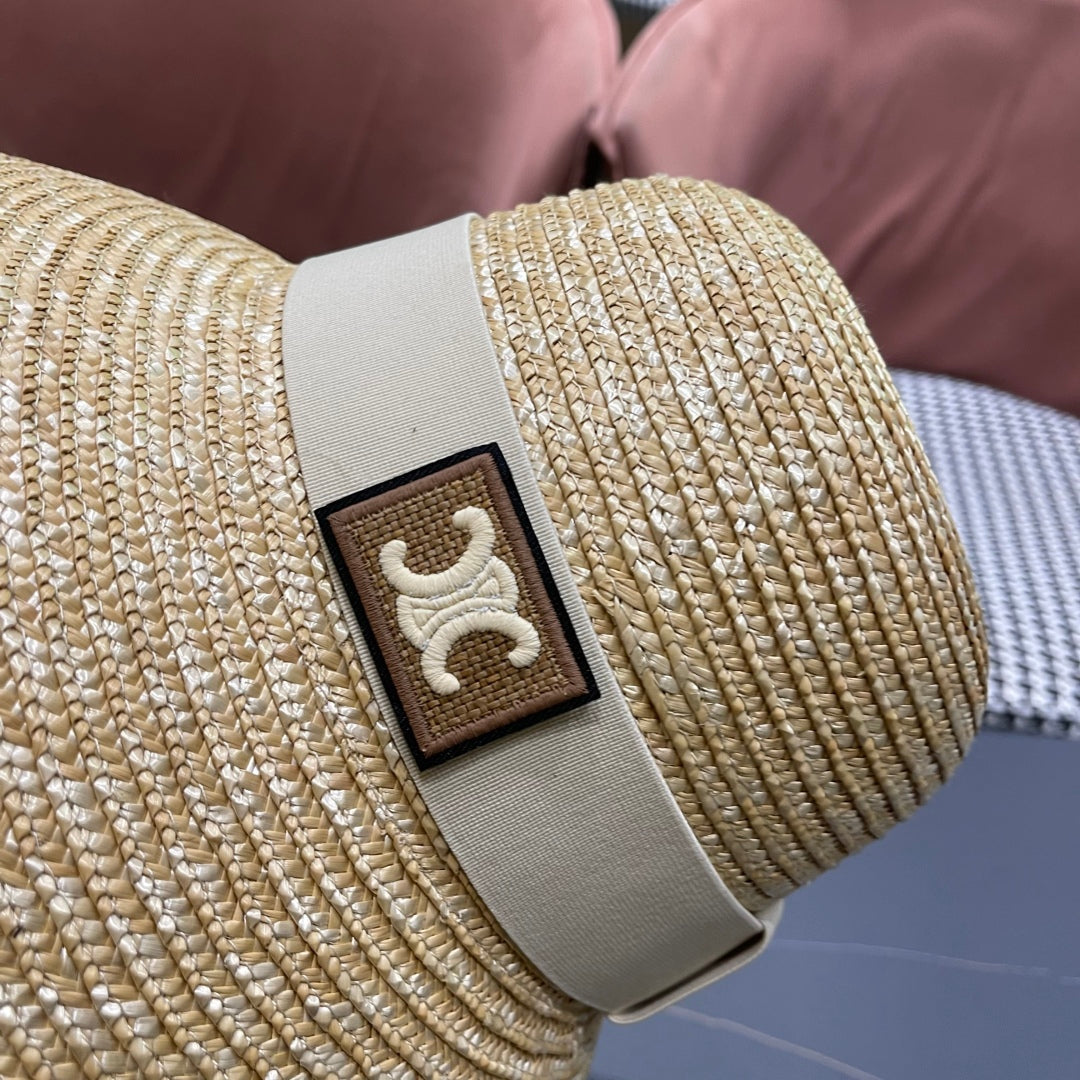 CELINE BUKET HAT MODEL 653603 IN NATURAL RAFFIA STRAW