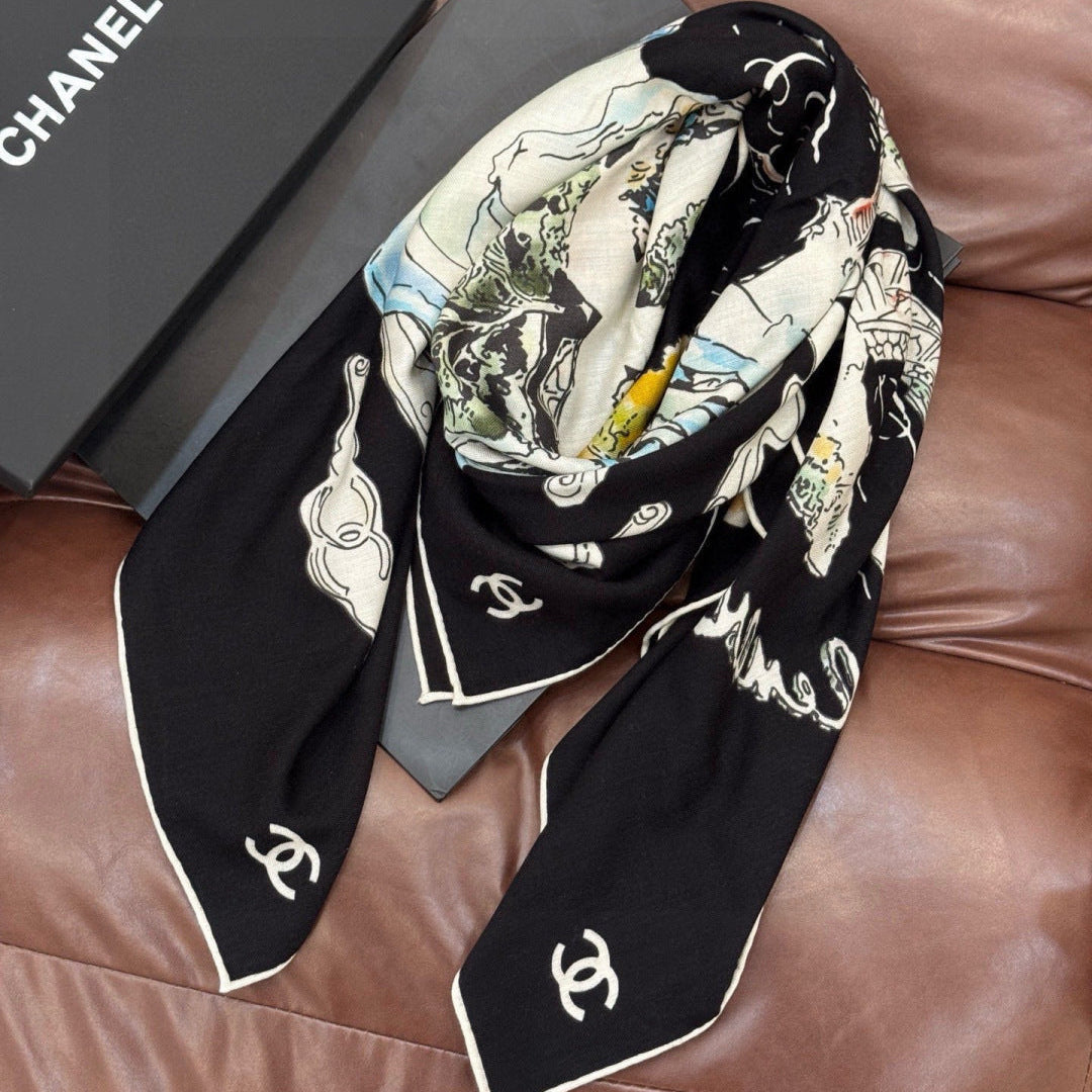 CHANEL 25S SCARF 135 IN CASHMERE 991638