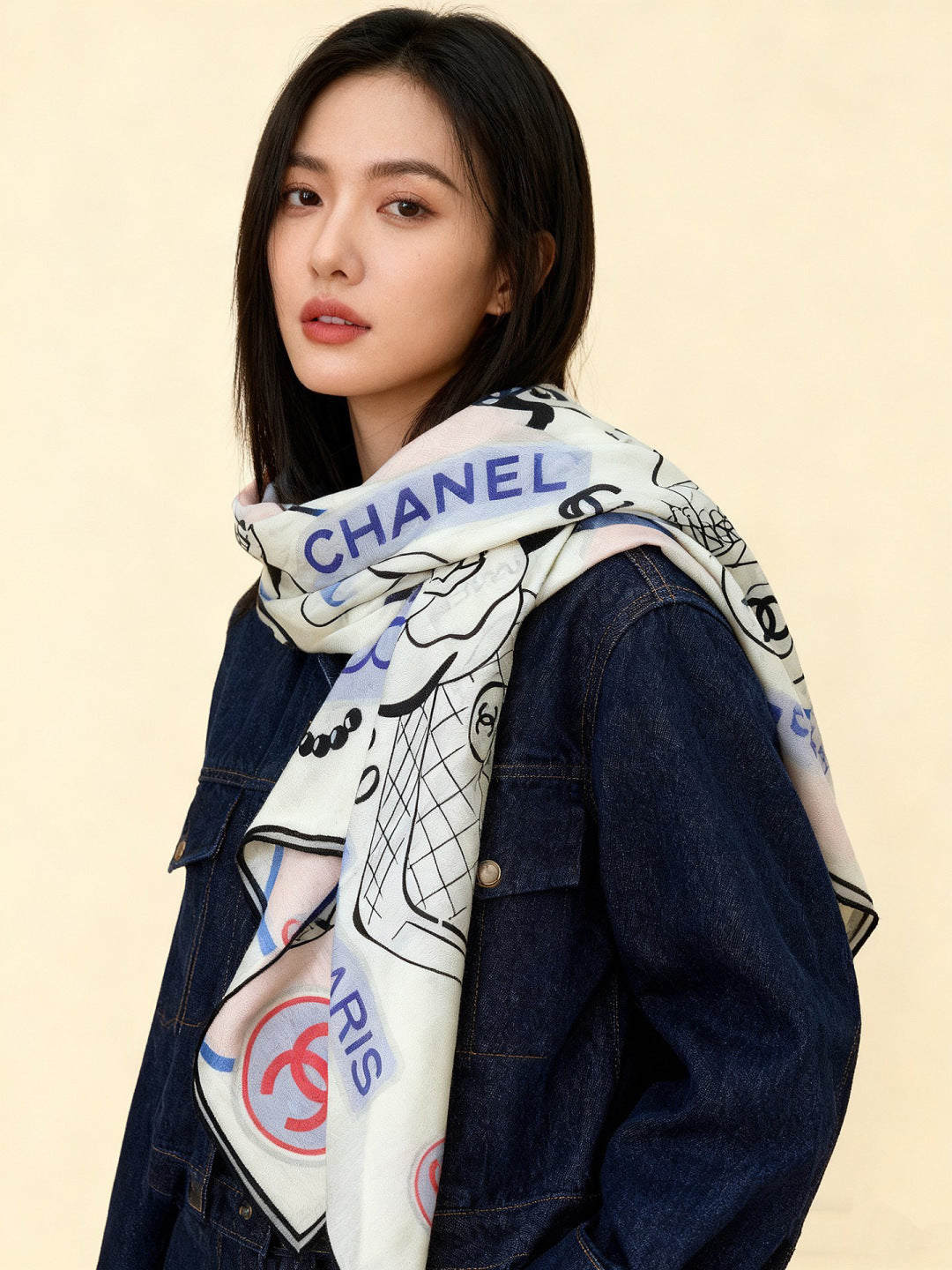 CHANEL 25S SCARF 135 IN CASHMERE 991652