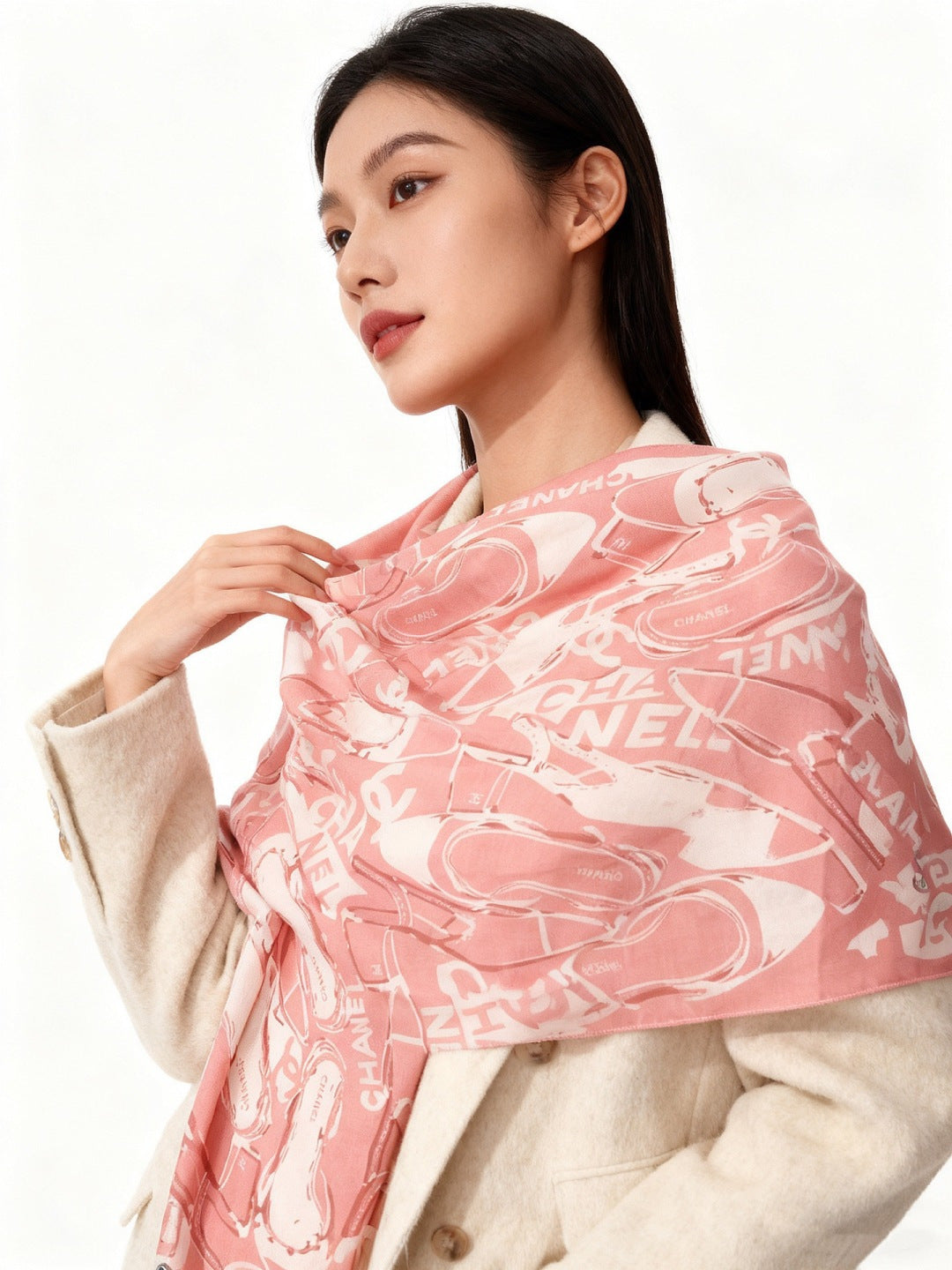 CHANEL 25S SCARF 135 IN CASHMERE 991694