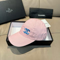 CHANEL PINK BASEBALL CAP WITH BLUE LOGO IN COTTON 672796