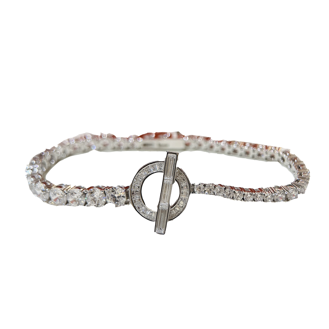18K Finesse Link Diamond Hermes Bracelet