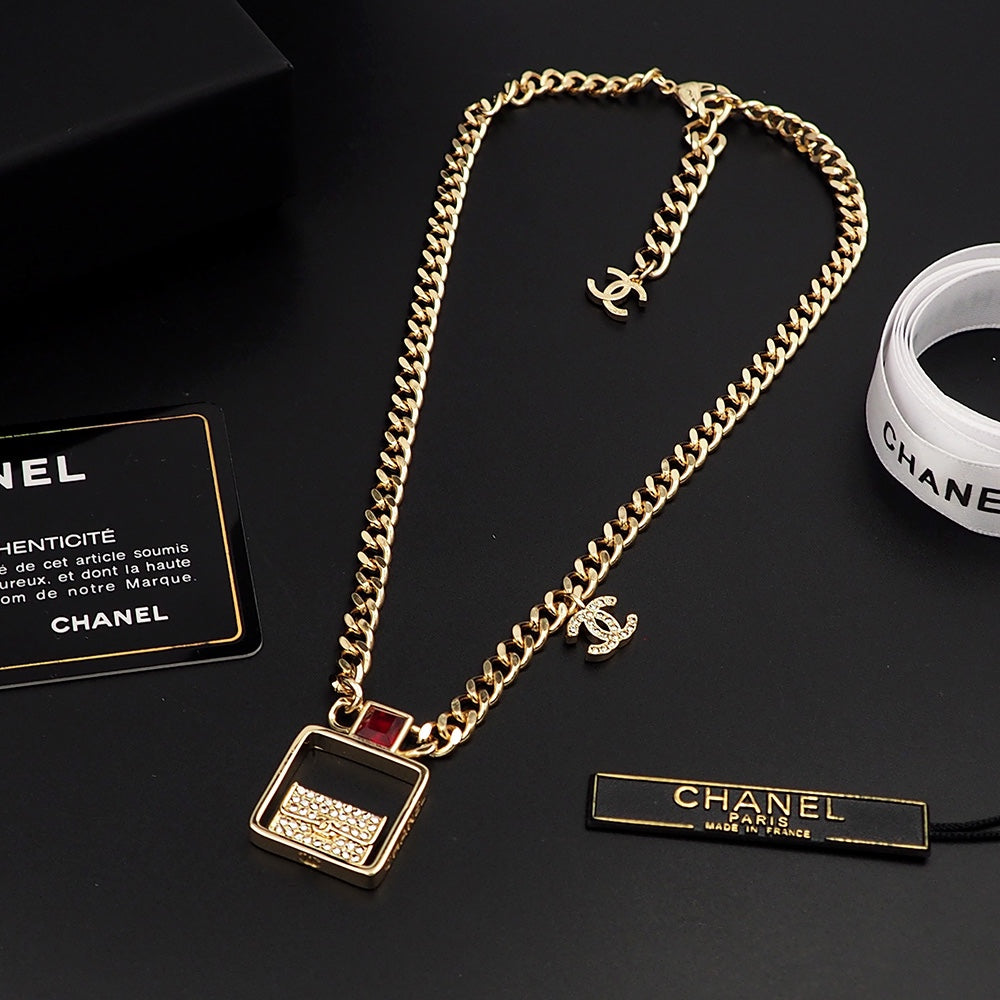 18K  Chanel Red Bag Pendant Necklace