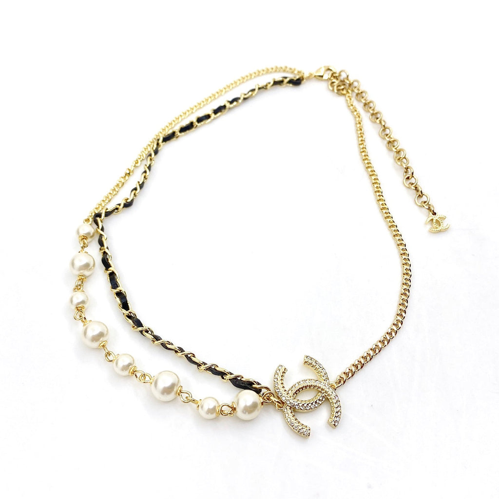 18K  Chanel Pearls Strass Choker Necklace