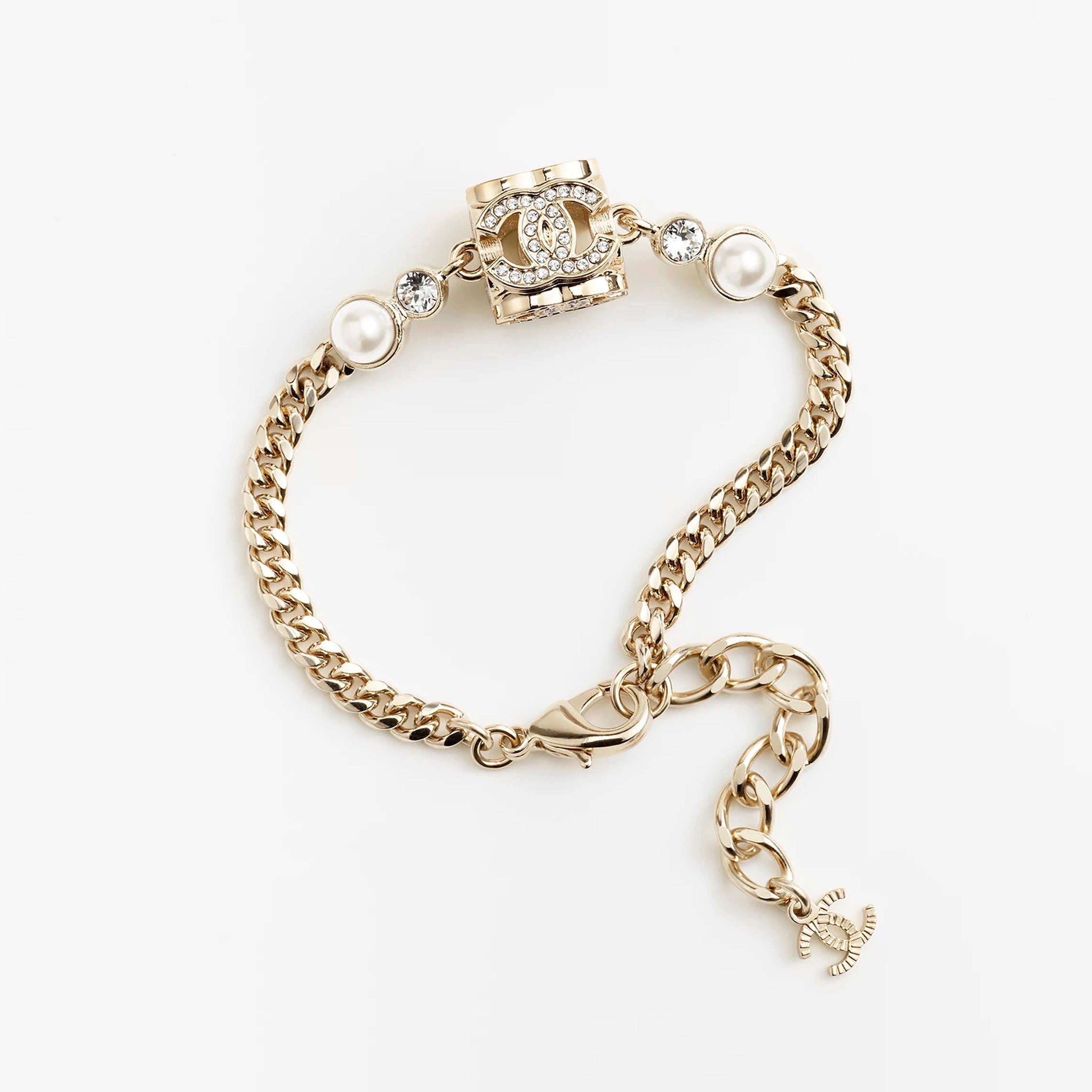 18K  Chanel Square Pearl Chain Necklace