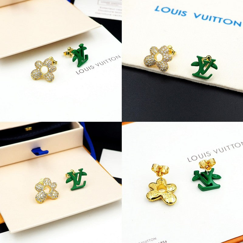 18K Louis Vuitton Blossom Green Diamond Earrings
