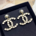 18K  Chanel Pearl & Crystal Earrings